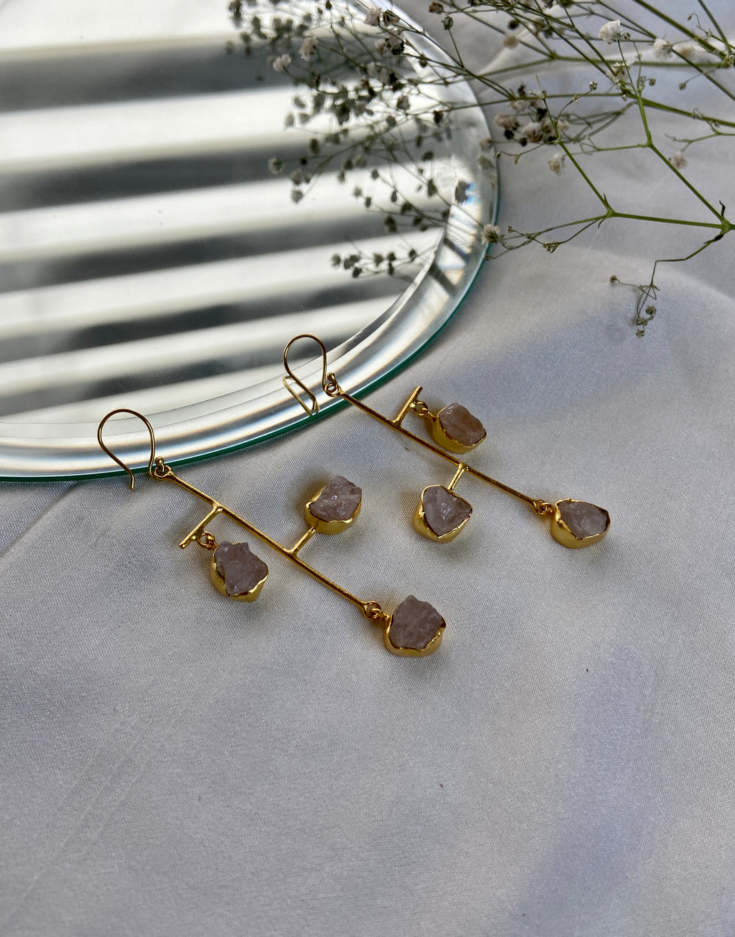 Stone age long earrings
