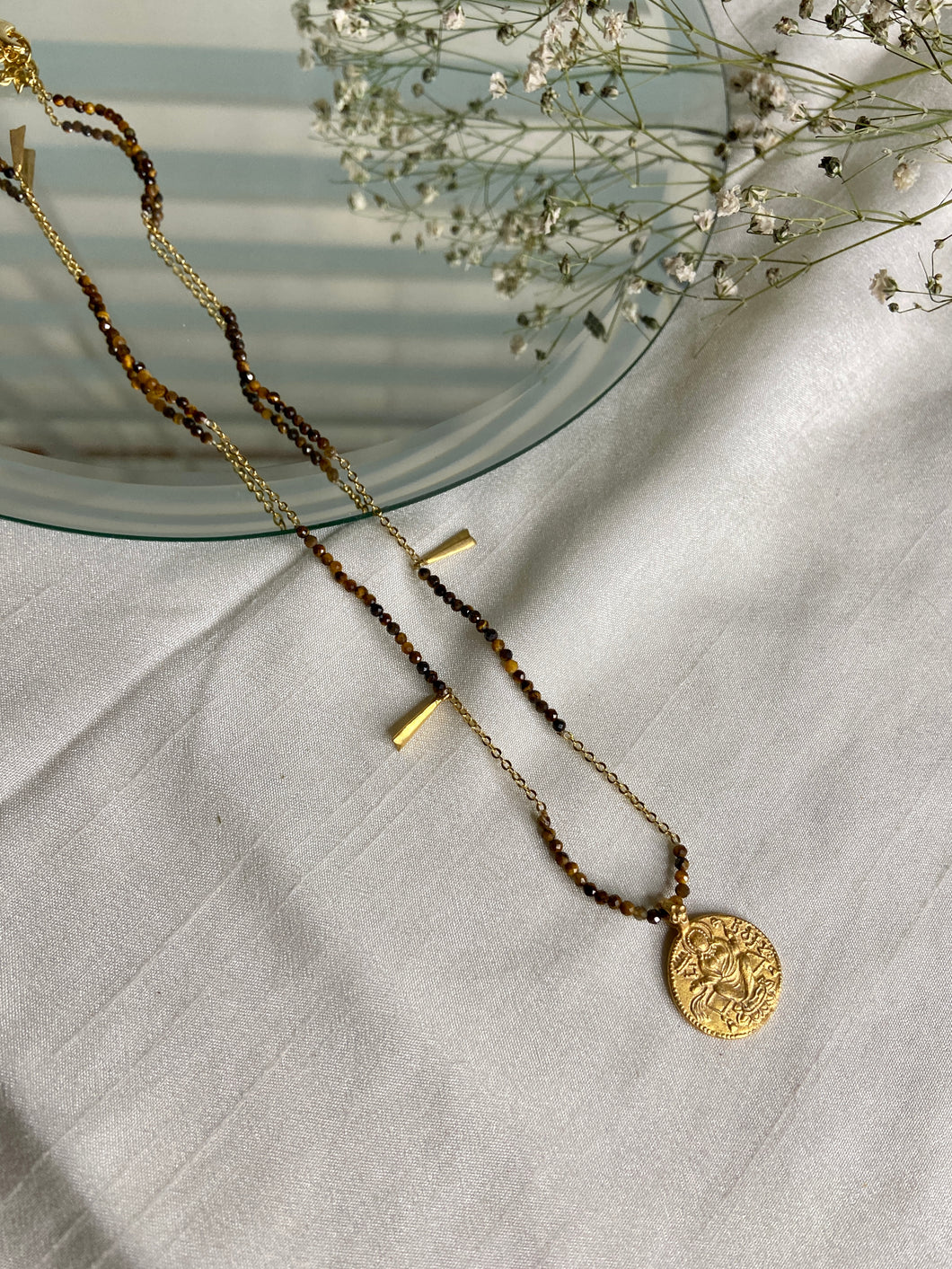 Medallion fringe necklace
