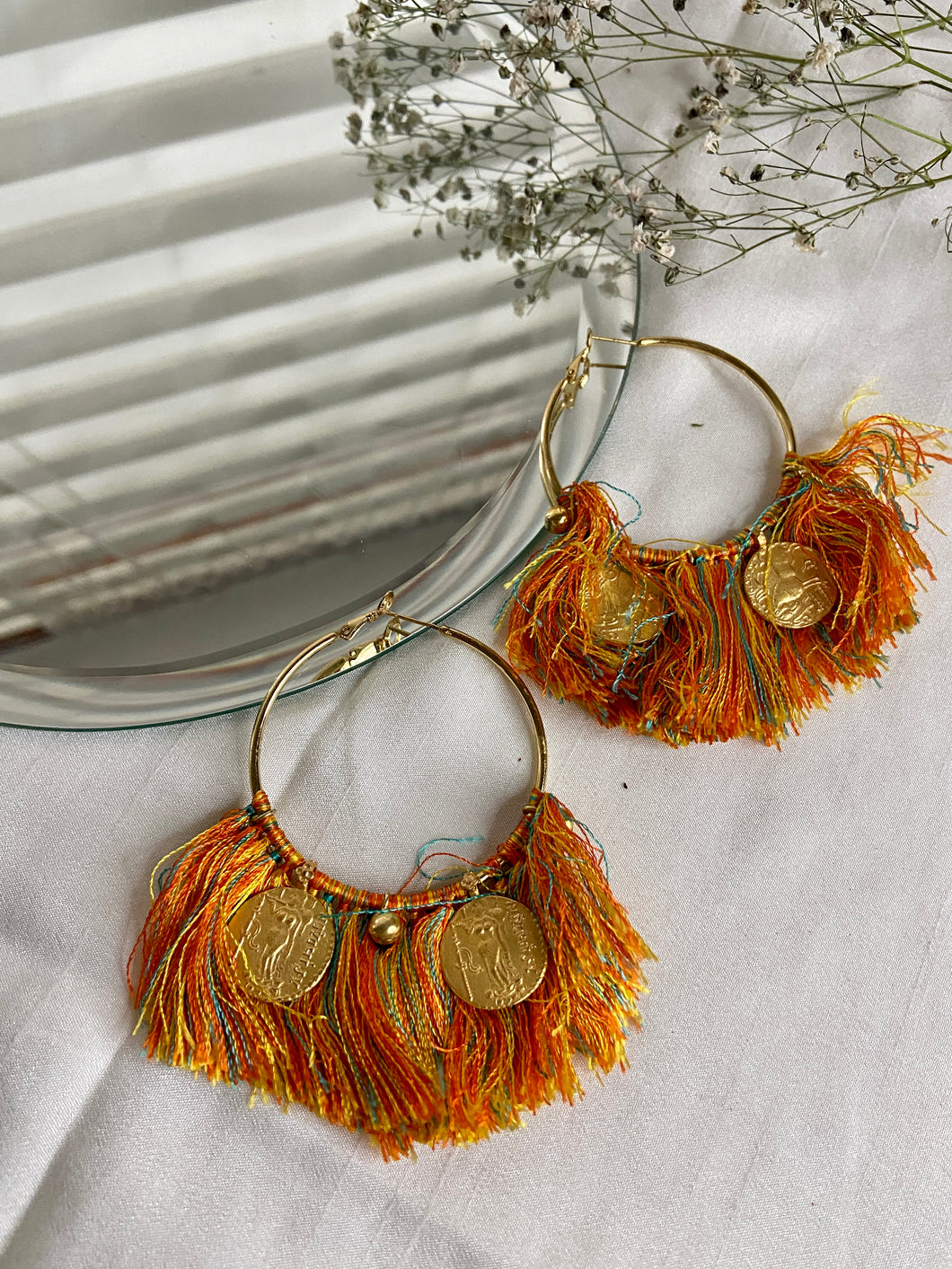 Medallion boho hoops
