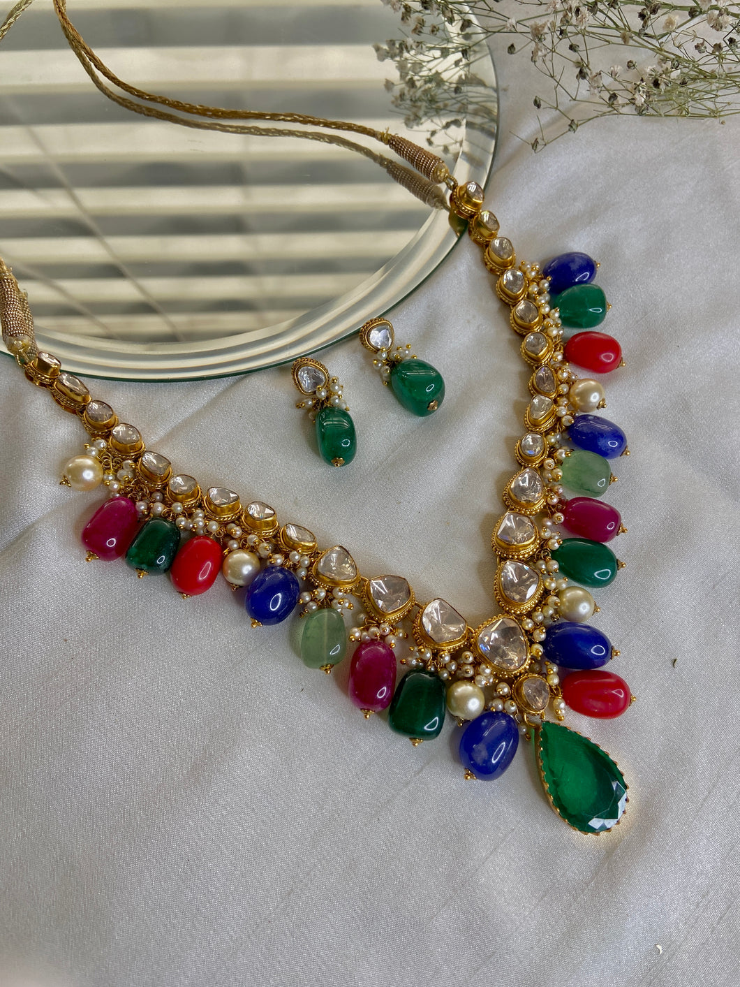 Saat Rang uncut polki necklace