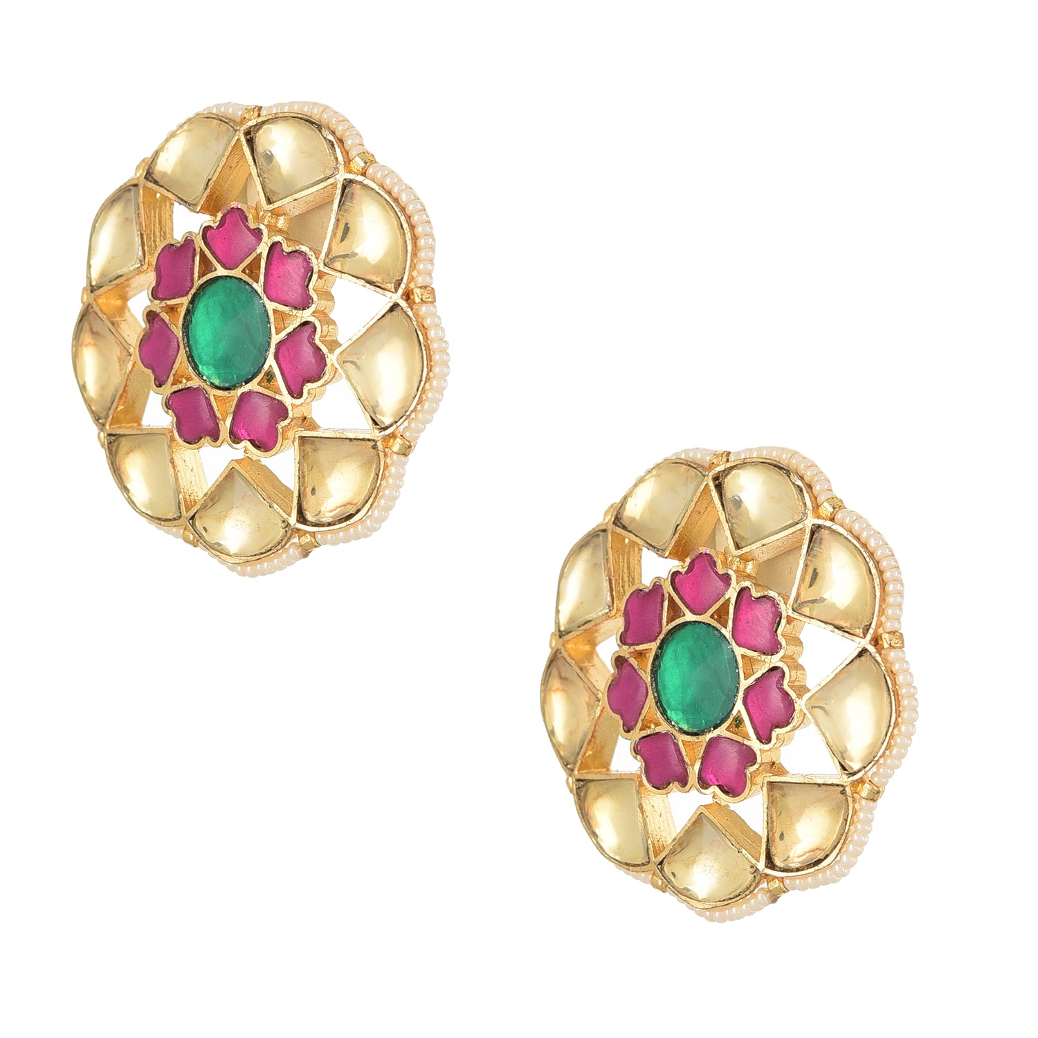 Noor Aarna Choker Set: Gold-Plated Choker with Kundan Details, Ruby Red Stones & Pearls