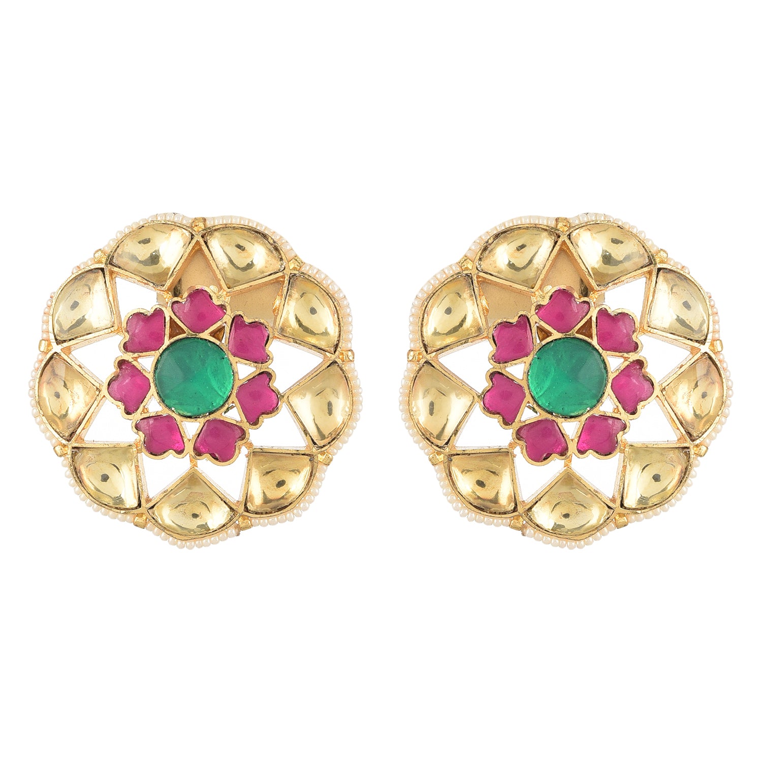 Noor Aarna Choker Set: Gold-Plated Choker with Kundan Details, Ruby Red Stones & Pearls