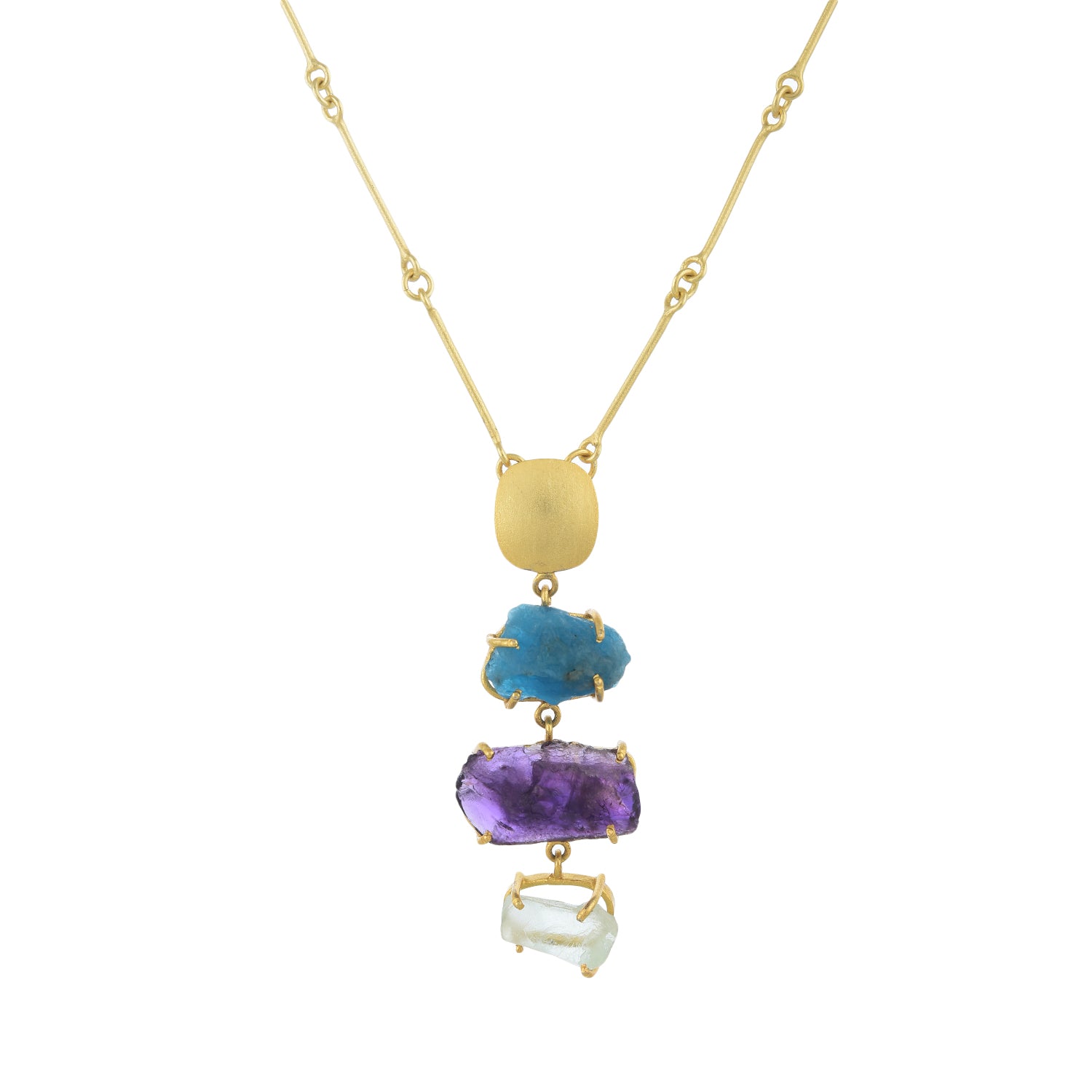 Mohini 3-Piece Set: Gold-Plated Jewelry Set with Droozy, Amethyst & Fluorite Stones