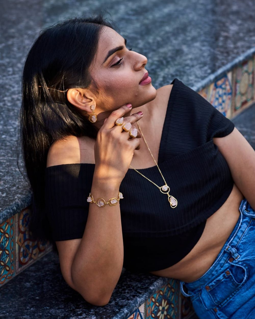 Gulab 3-Piece Set: Gold-Plated Jewelry Set Inspired by the Blush Rose