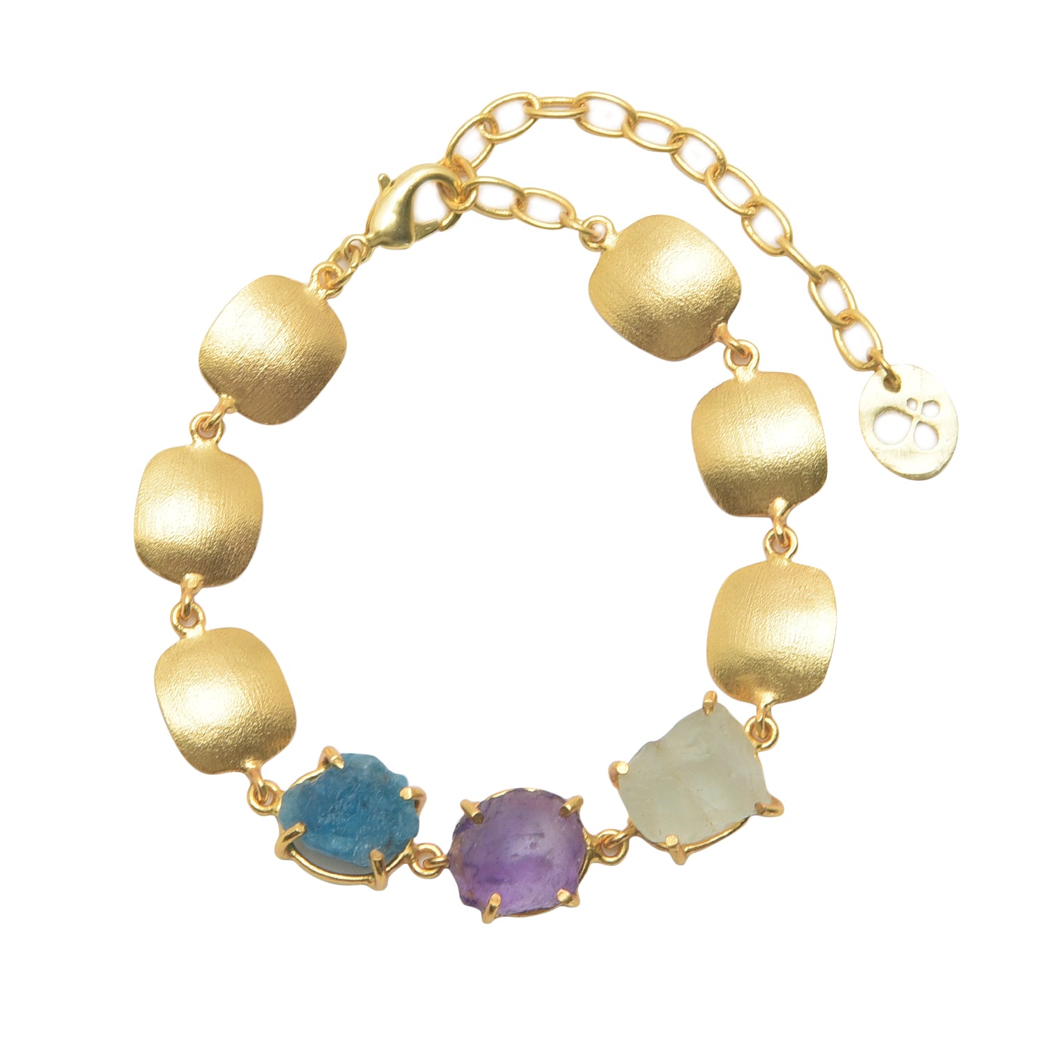 Mohini 3-Piece Set: Gold-Plated Jewelry Set with Droozy, Amethyst & Fluorite Stones